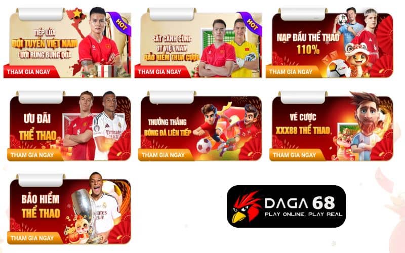 Các khuyến mãi khủng khi tham gia cá cược thể thao DAGA68